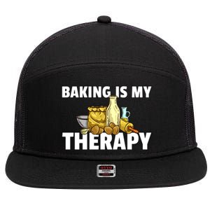 Baking Is My Therapy Bake For Bakery Baker Gift 7 Panel Mesh Trucker Snapback Hat