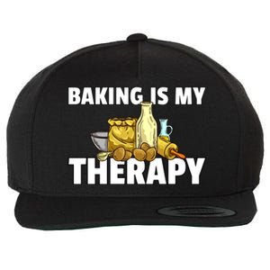 Baking Is My Therapy Bake For Bakery Baker Gift Wool Snapback Cap