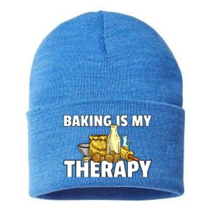 Baking Is My Therapy Bake For Bakery Baker Gift Sustainable Knit Beanie