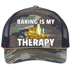 Baking Is My Therapy Bake For Bakery Baker Gift Retro Rope Trucker Hat Cap