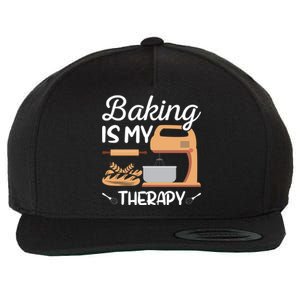 Baking Is My Therapy Design Of Electric Mixer And Rolling Pin Gift Wool Snapback Cap