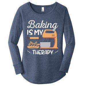 Baking Is My Therapy Design Of Electric Mixer And Rolling Pin Gift Women's Perfect Tri Tunic Long Sleeve Shirt