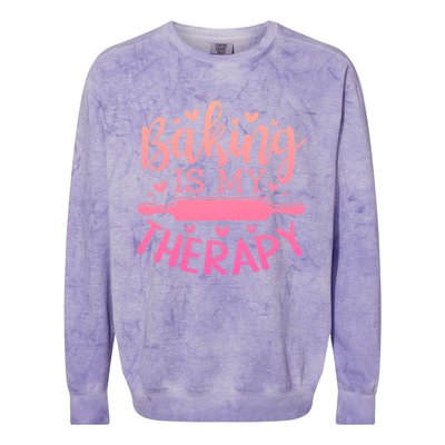 Baking Is My Therapy Don't Need A Rehab But Flour And Sugar Cute Gift Colorblast Crewneck Sweatshirt