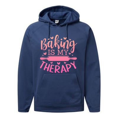 Baking Is My Therapy Don't Need A Rehab But Flour And Sugar Cute Gift Performance Fleece Hoodie