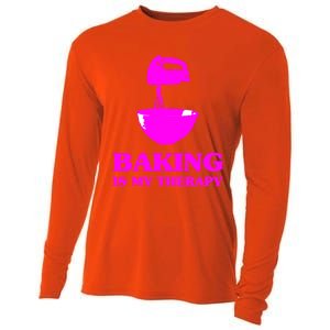 Baking Is My Therapy Foodie Cookie Baker Bakery Gift Cooling Performance Long Sleeve Crew