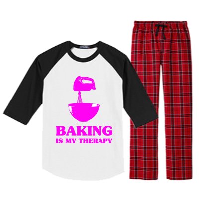 Baking Is My Therapy Foodie Cookie Baker Bakery Gift Raglan Sleeve Pajama Set