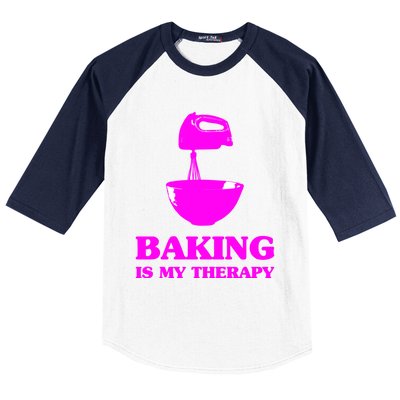 Baking Is My Therapy Foodie Cookie Baker Bakery Gift Baseball Sleeve Shirt