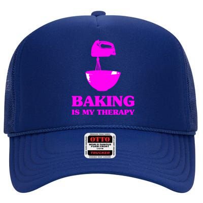 Baking Is My Therapy Foodie Cookie Baker Bakery Gift High Crown Mesh Back Trucker Hat