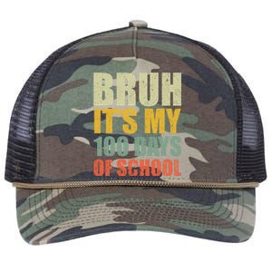 Bruh Its My 100 Days Of School 100th Day Of School Retro Rope Trucker Hat Cap