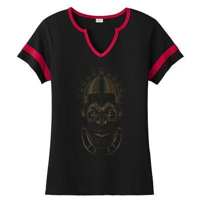 Benin Ivory Mask Gold Ladies Halftime Notch Neck Tee