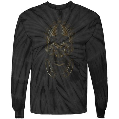 Benin Ivory Mask Gold Tie-Dye Long Sleeve Shirt