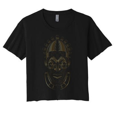 Benin Ivory Mask Gold Women's Crop Top Tee