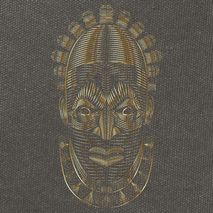 Benin Ivory Mask Gold Cotton Canvas Backpack