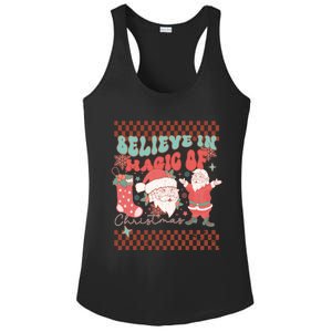 Believe In Magic Of Christmas Groovy Retro Christmas Santa Funny Gift Ladies PosiCharge Competitor Racerback Tank