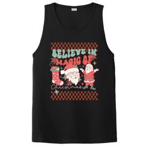 Believe In Magic Of Christmas Groovy Retro Christmas Santa Funny Gift PosiCharge Competitor Tank