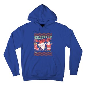 Believe In Magic Of Christmas Groovy Retro Christmas Santa Funny Gift Hoodie