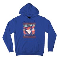 Believe In Magic Of Christmas Groovy Retro Christmas Santa Funny Gift Hoodie