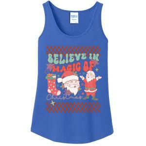 Believe In Magic Of Christmas Groovy Retro Christmas Santa Funny Gift Ladies Essential Tank