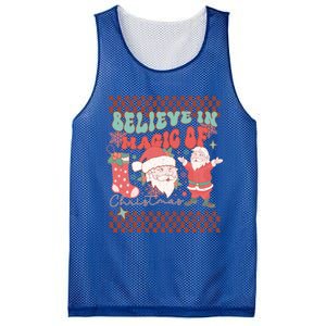 Believe In Magic Of Christmas Groovy Retro Christmas Santa Funny Gift Mesh Reversible Basketball Jersey Tank