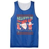 Believe In Magic Of Christmas Groovy Retro Christmas Santa Funny Gift Mesh Reversible Basketball Jersey Tank