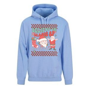 Believe In Magic Of Christmas Groovy Retro Christmas Santa Funny Gift Unisex Surf Hoodie