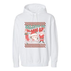 Believe In Magic Of Christmas Groovy Retro Christmas Santa Funny Gift Garment-Dyed Fleece Hoodie