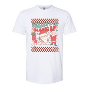 Believe In Magic Of Christmas Groovy Retro Christmas Santa Funny Gift Softstyle CVC T-Shirt