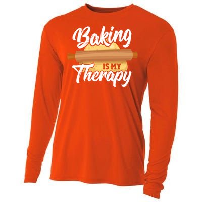 Baking Is My Therapy Baker Bake Bakery Owner Pastry Maker Great Gift Cooling Performance Long Sleeve Crew