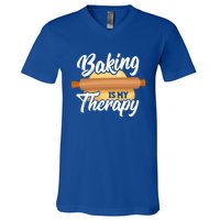 Baking Is My Therapy Baker Bake Bakery Owner Pastry Maker Great Gift V-Neck T-Shirt