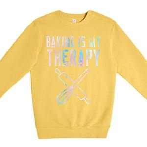 Baking Is My Therapy Baker Bake Cake Bread Pastry Chef Food Cute Gift Premium Crewneck Sweatshirt