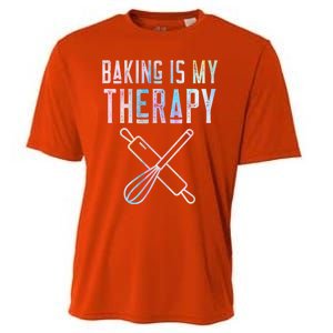 Baking Is My Therapy Baker Bake Cake Bread Pastry Chef Food Cute Gift Cooling Performance Crew T-Shirt