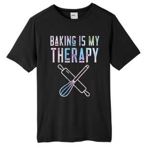 Baking Is My Therapy Baker Bake Cake Bread Pastry Chef Food Cute Gift Tall Fusion ChromaSoft Performance T-Shirt