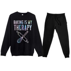 Baking Is My Therapy Baker Bake Cake Bread Pastry Chef Food Cute Gift Premium Crewneck Sweatsuit Set