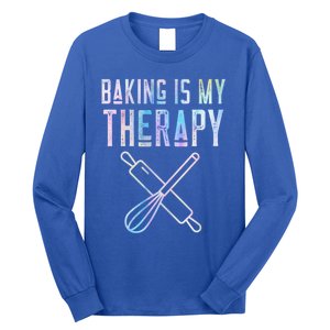 Baking Is My Therapy Baker Bake Cake Bread Pastry Chef Food Cute Gift Long Sleeve Shirt