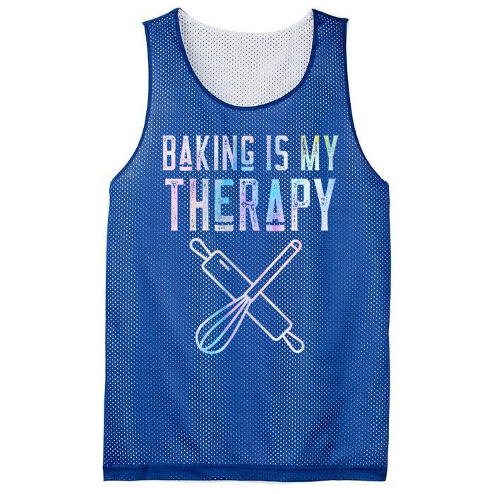 Baking Is My Therapy Baker Bake Cake Bread Pastry Chef Food Cute Gift Mesh Reversible Basketball Jersey Tank