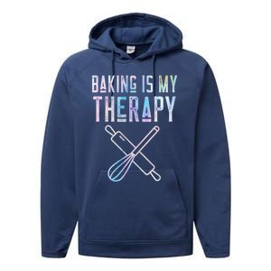 Baking Is My Therapy Baker Bake Cake Bread Pastry Chef Food Cute Gift Performance Fleece Hoodie