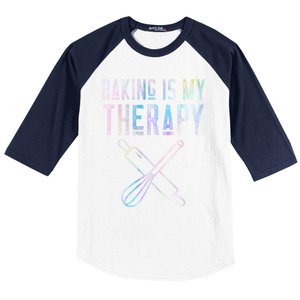 Baking Is My Therapy Baker Bake Cake Bread Pastry Chef Food Cute Gift Baseball Sleeve Shirt