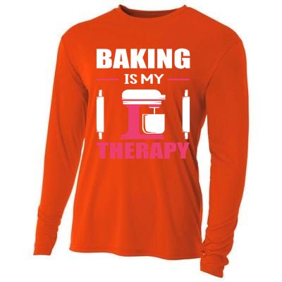 Baking Is My Therapy! Kitchen Baker Passion Great Gift Cooling Performance Long Sleeve Crew