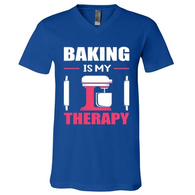 Baking Is My Therapy! Kitchen Baker Passion Great Gift V-Neck T-Shirt