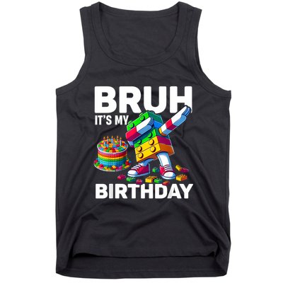 Bruh Its My Birthday Master Builder Dabbing Blocks Bricks Tank Top