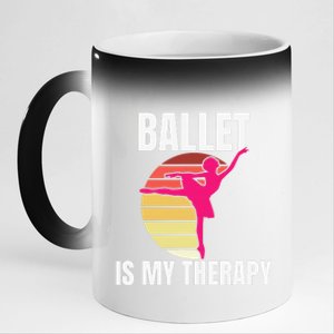 Ballet Is My Therapy Ballet Dancer Ballerina 11oz Black Color Changing Mug