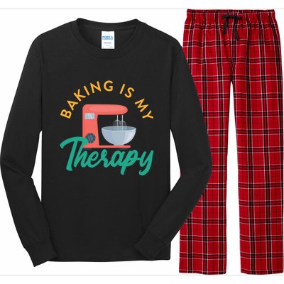 Baking Is My Therapy Baker Baking Pastry Lover Gift Long Sleeve Pajama Set