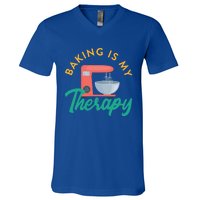 Baking Is My Therapy Baker Baking Pastry Lover Gift V-Neck T-Shirt