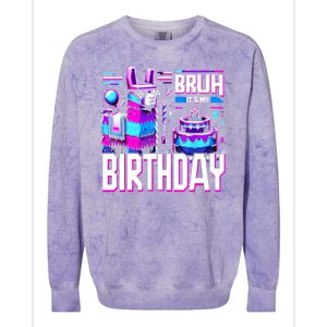 Bruh Its My Birthday Llama Pinata Family Party Bday Colorblast Crewneck Sweatshirt