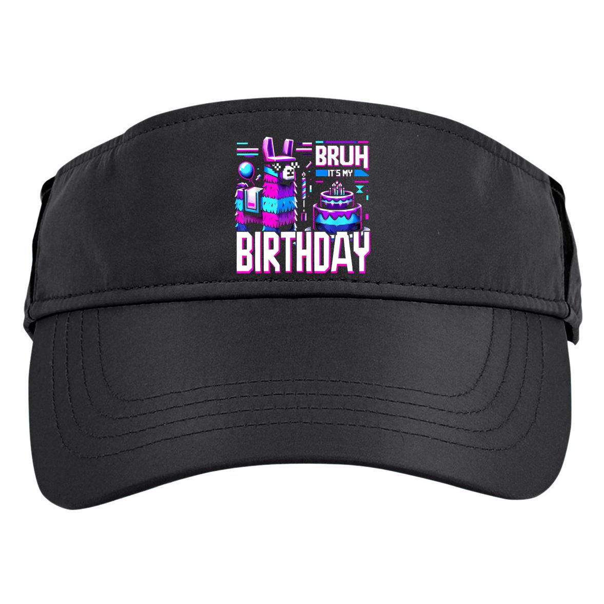 Bruh Its My Birthday Llama Pinata Family Party Bday Adult Drive Performance Visor