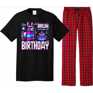 Bruh Its My Birthday Llama Pinata Family Party Bday Pajama Set