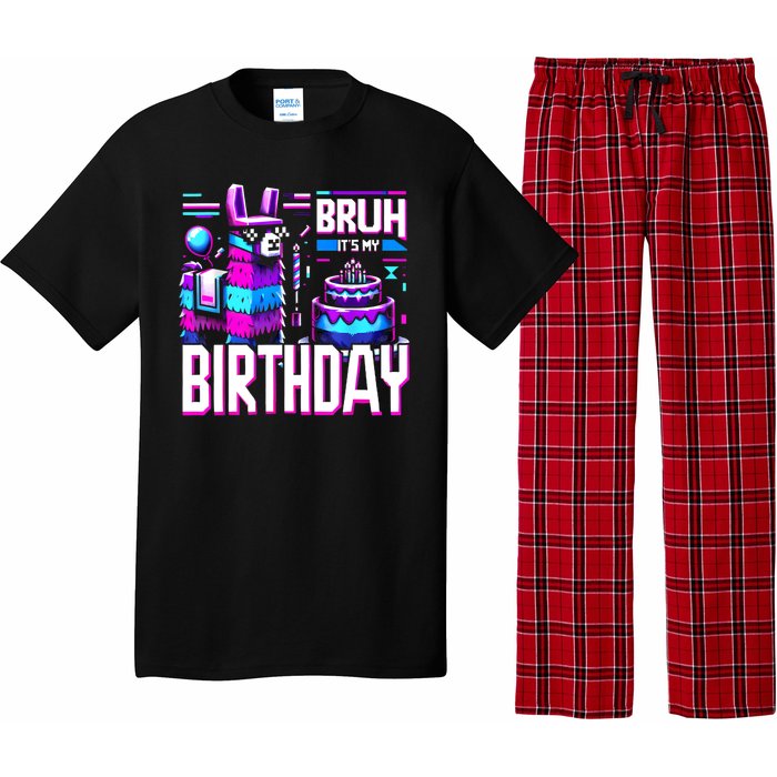 Bruh Its My Birthday Llama Pinata Family Party Bday Pajama Set