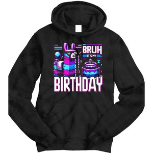 Bruh Its My Birthday Llama Pinata Family Party Bday Tie Dye Hoodie