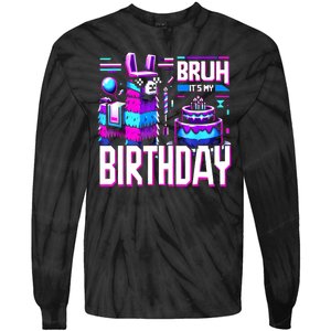 Bruh Its My Birthday Llama Pinata Family Party Bday Tie-Dye Long Sleeve Shirt