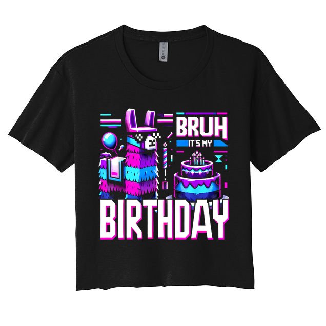 Bruh Its My Birthday Llama Pinata Family Party Bday Crop Top